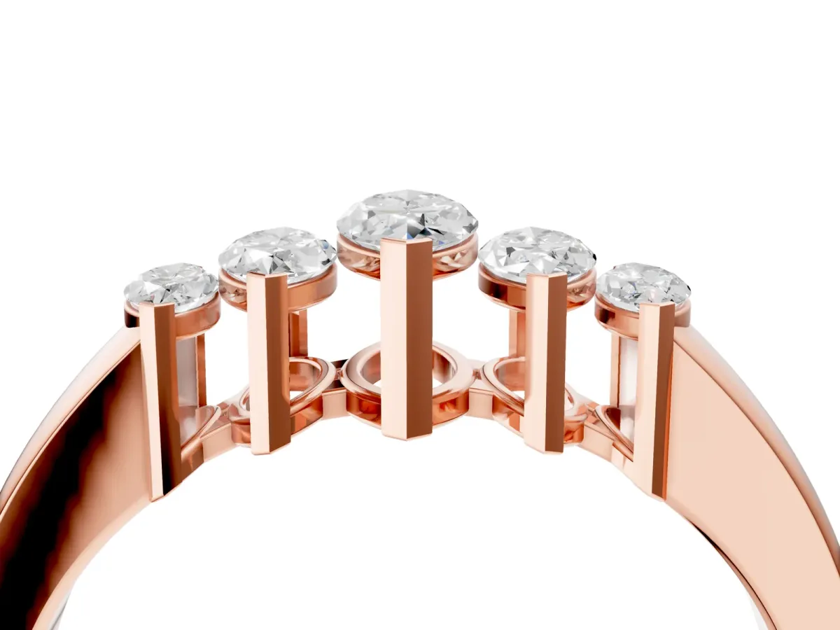 Five-Stone Marquise Diamond Bar Set White Gold Band Rose gold