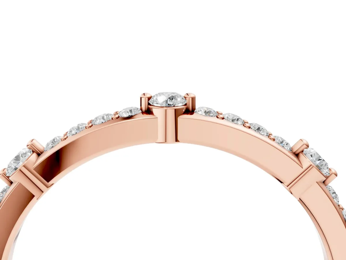Round Diamond Pavé Eternity Band with Prong Setting Rose gold
