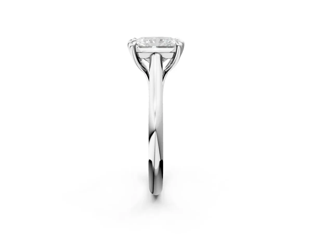 Radiant Cut Solitaire Engagement Ring with Six-Prong Setting and Classic Band Platinum