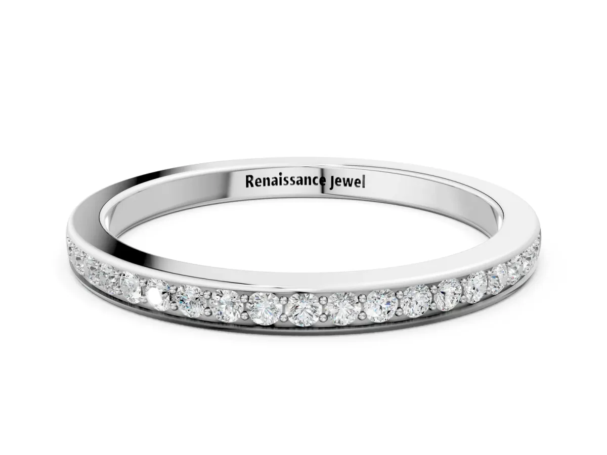 Round Diamond Pavé Set Half-Eternity Band Silver