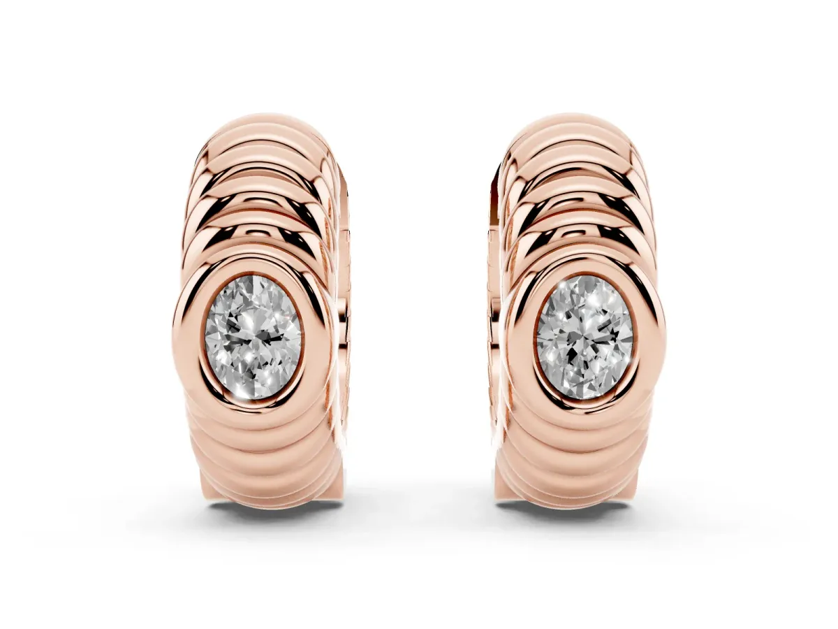 Oval Diamond Vera Hoop Earrings Rose gold