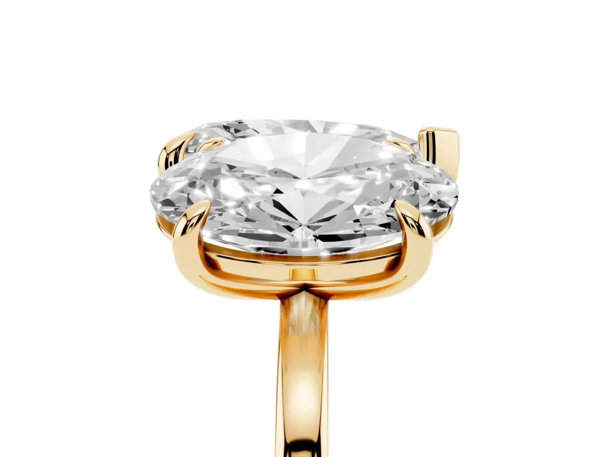 Oval and Pear Toi Moi Ring with Prong Setting and Plain Band Yellow gold