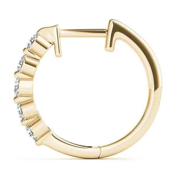 Round Diamond Prong-Set Hoop Earrings Yellow gold