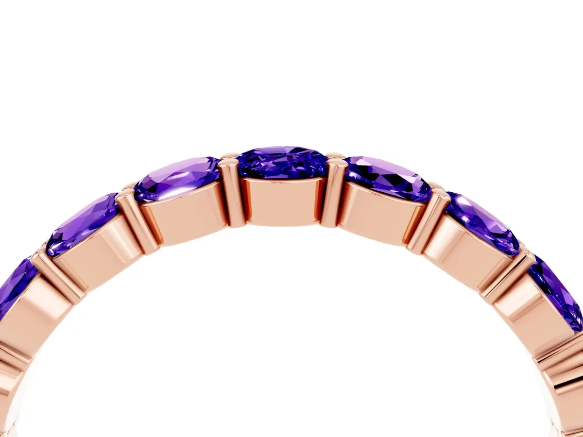 Round Tanzanite Eternity Band with U-Prong Setting Rose gold