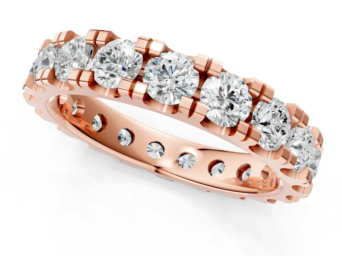 Round Diamond Full Eternity Band with U-Prong Setting Rose gold