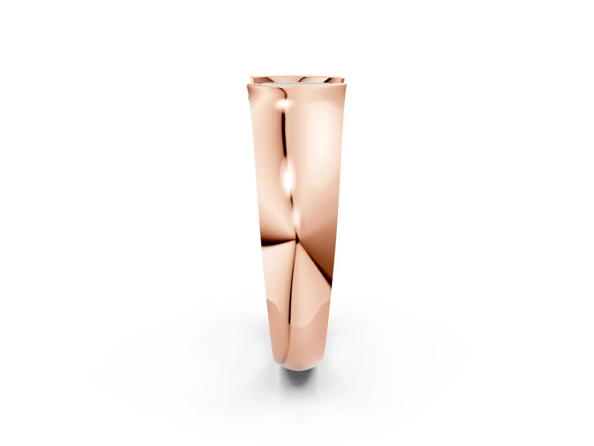 Emerald Cut Solitaire Bezel Set Diamond Ring with Wide Band Rose gold