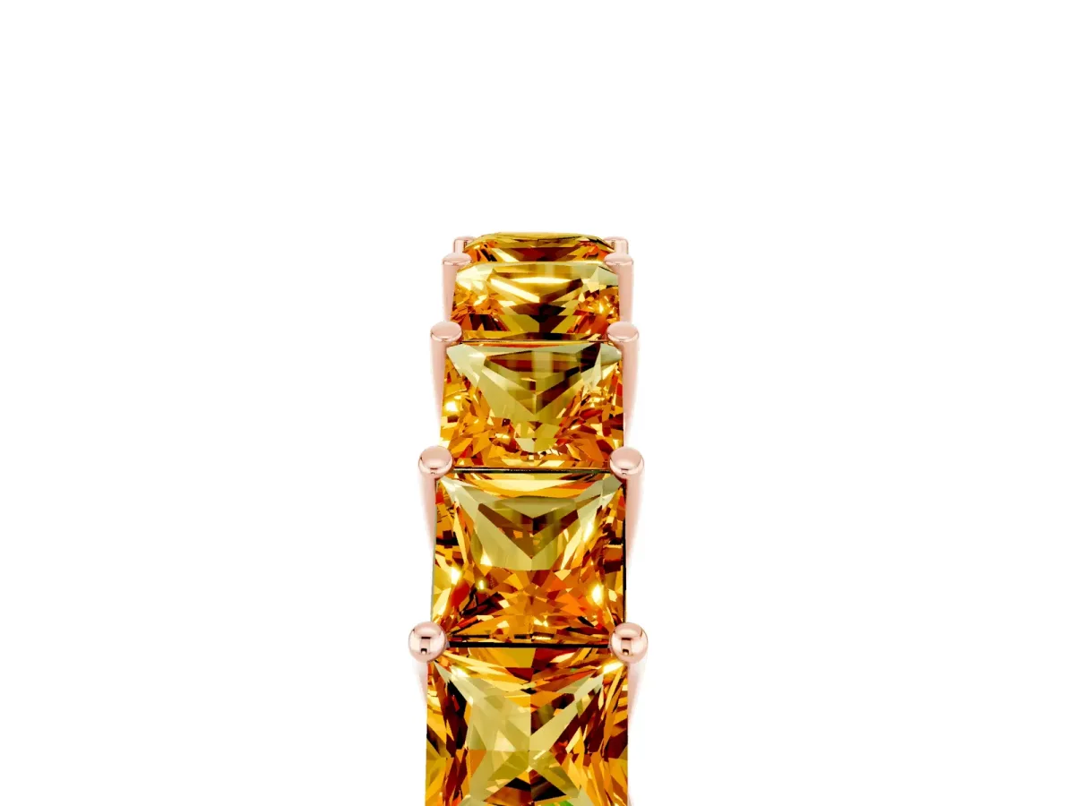 Princess Cut Citrine Channel-Set Eternity Band with Prong Setting Rose gold