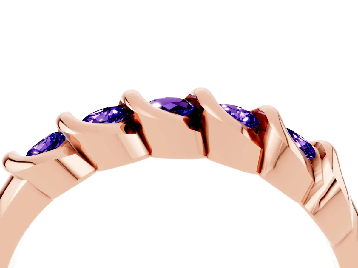 Round Tanzanite Eternity Band with Twist Prong Setting Rose gold