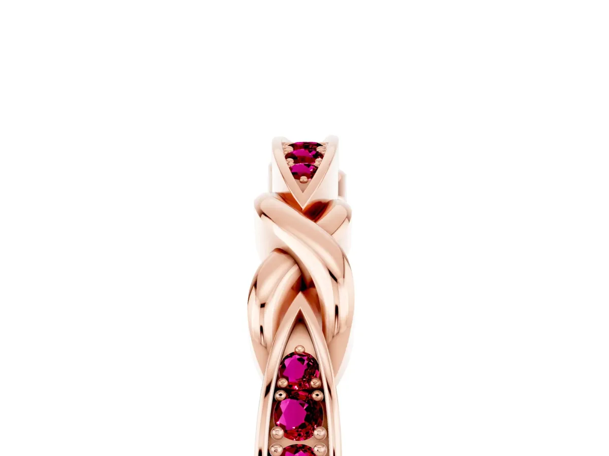 Twisted Marquise Garnet Pavé Band with Shared Prong Setting Rose gold