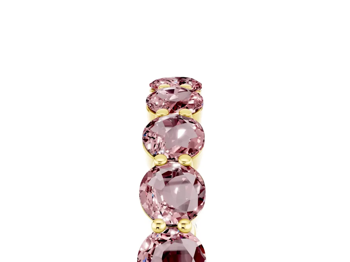 Round Morganite Eternity Band with U-Prong Setting Yellow gold