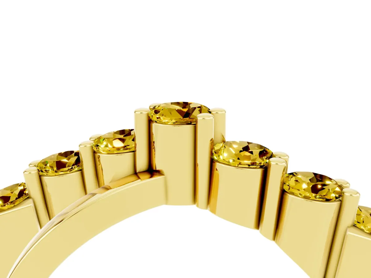 Round Yellow Sapphire Prong-Set Crossover Band Yellow gold