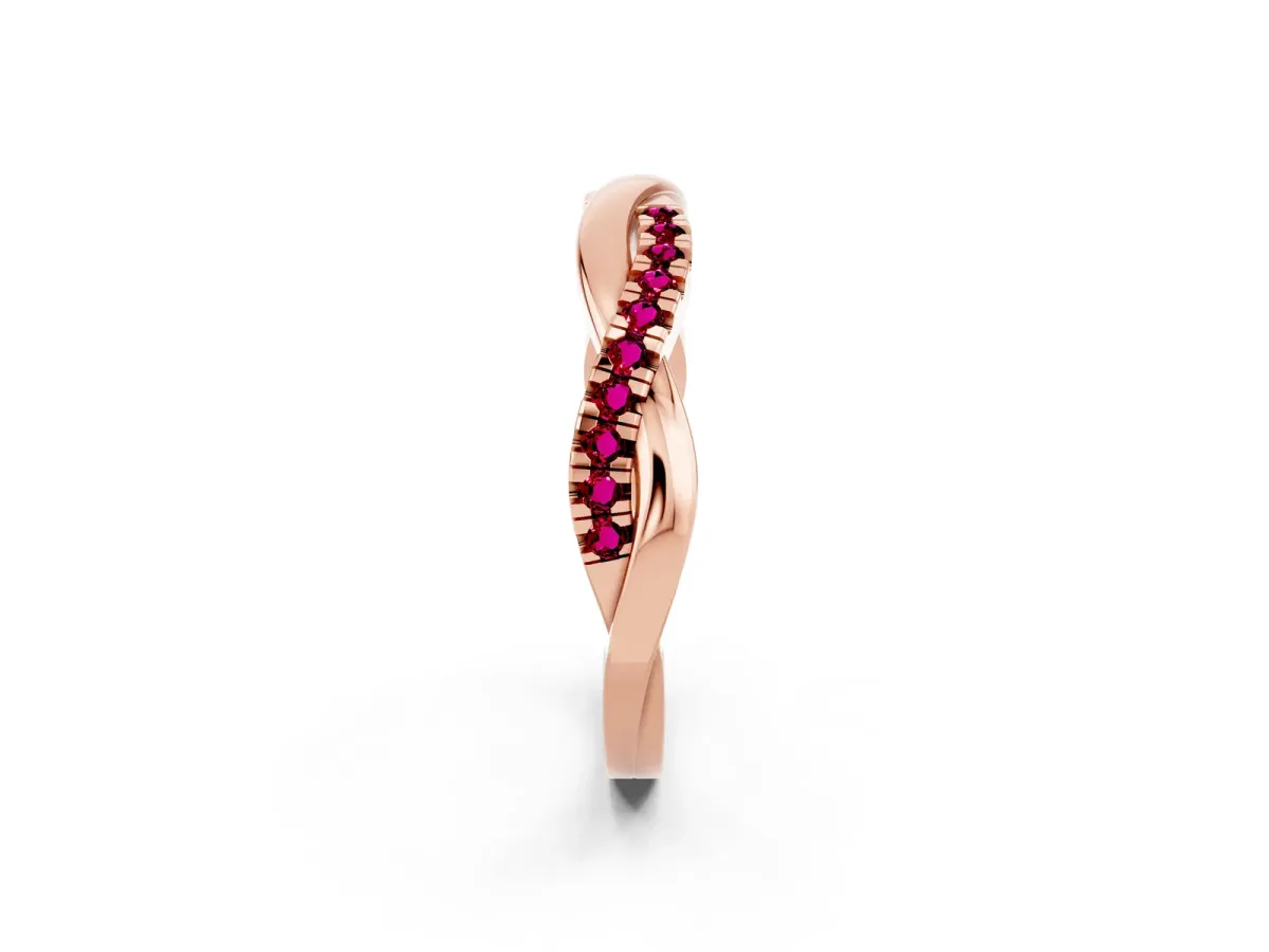 Round Garnet Twisted Infinity Band with Prong Setting Rose gold