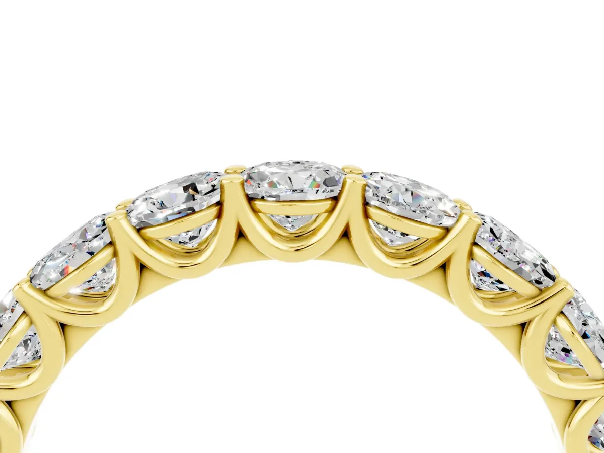 Round Moissanite Shared Prong Eternity Band Yellow gold