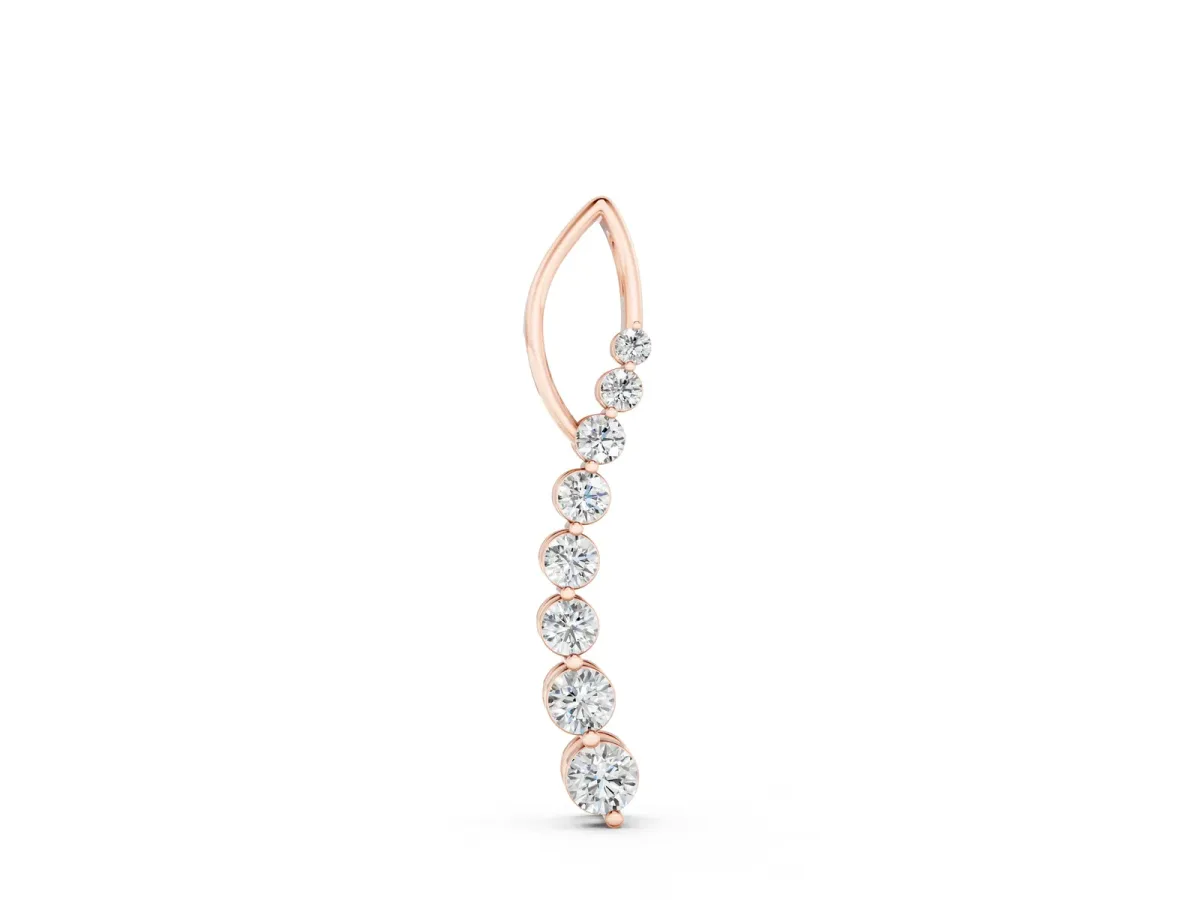 Round Diamond Channel Set Vertical Bar Pendant Rose gold