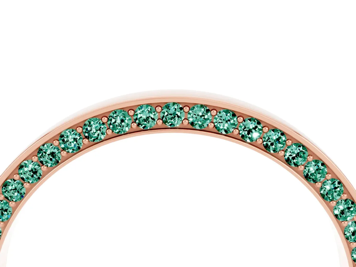 Pavé Round Green Sapphire Channel Set Band Rose gold