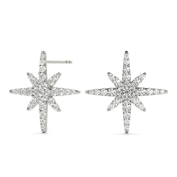 Pavé Diamond Starburst Stud Earrings White gold