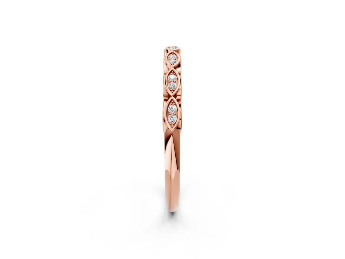 Marquise Diamond Eternity Band with Pavé and Bezel Setting Rose gold