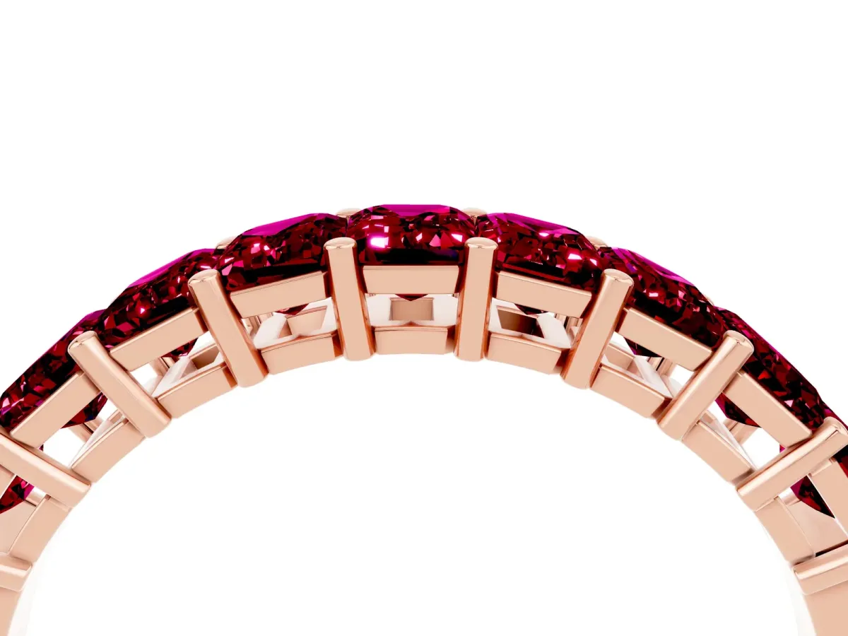 Emerald Cut Garnet Prong-Set Eternity Band Rose gold