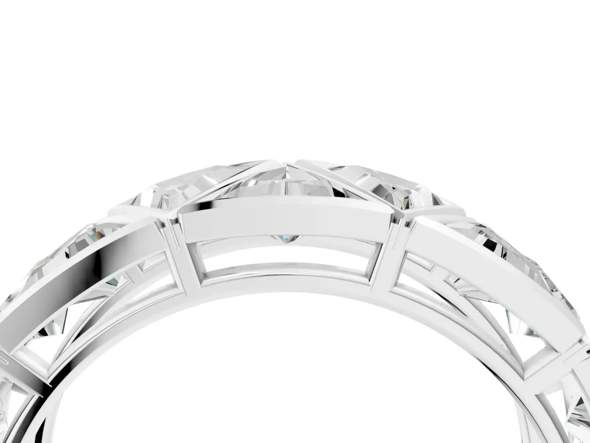 Triangle Diamond Geometric Mens Band White gold