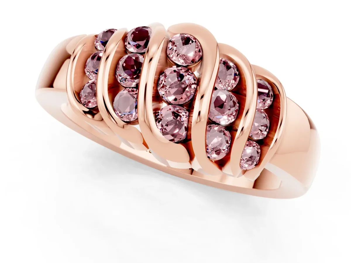 Round Morganite Multi-Row Crossover Band Rose gold