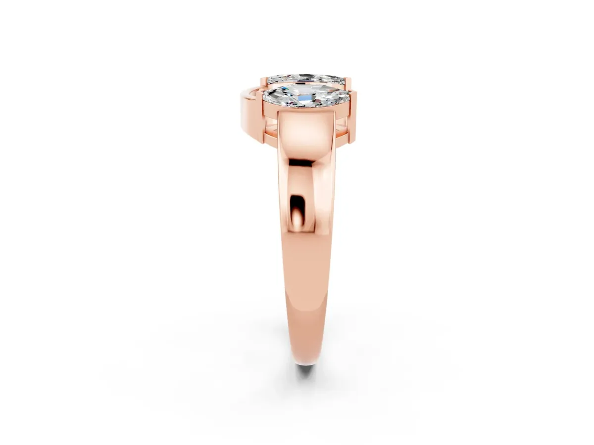 Marquise Moissanite Open Band Ring with Tension Setting Rose gold