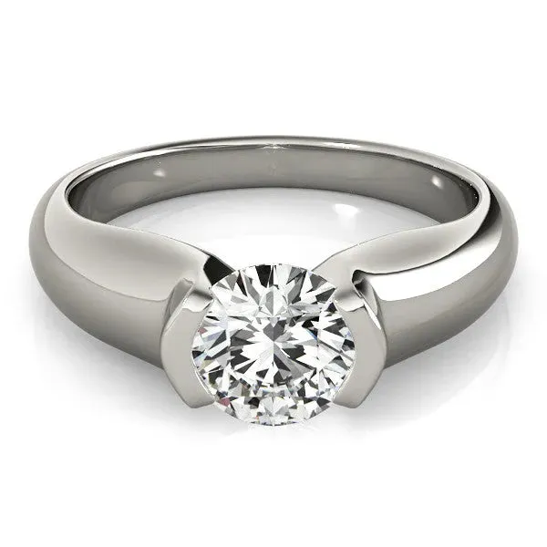 Radiant Cut Solitaire Tension Set Diamond Ring with Split Shank Band Platinum