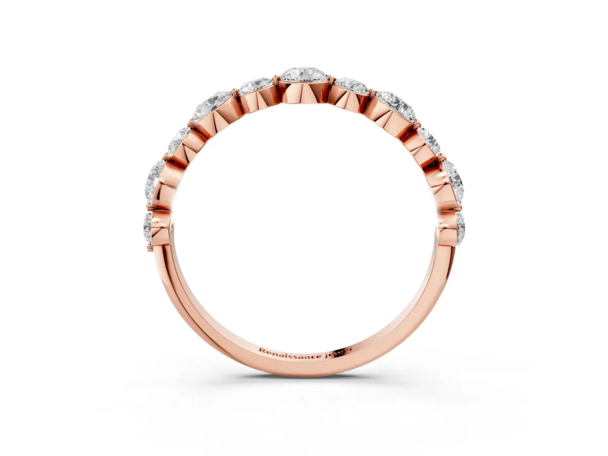 Round Diamond Scalloped Prong Set Eternity Band Rose gold