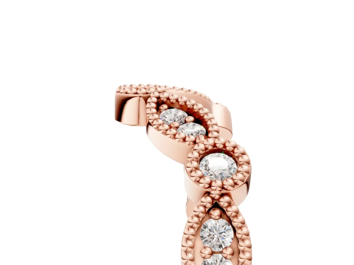 Milgrain Marquise and Round Diamond Half Eternity Band Rose gold