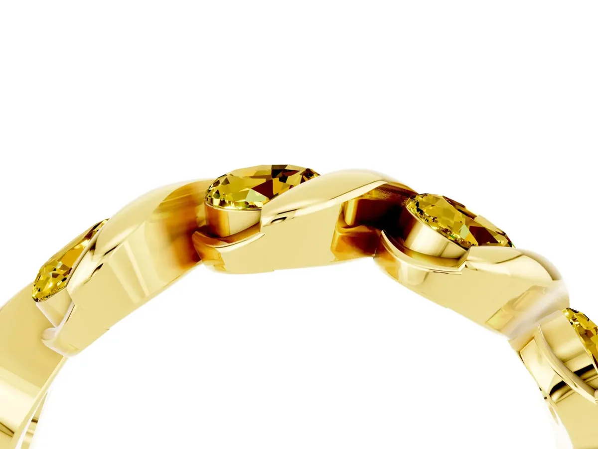 Round Yellow Sapphire Wave Band with Channel Setting and Shared Prongs Yellow gold