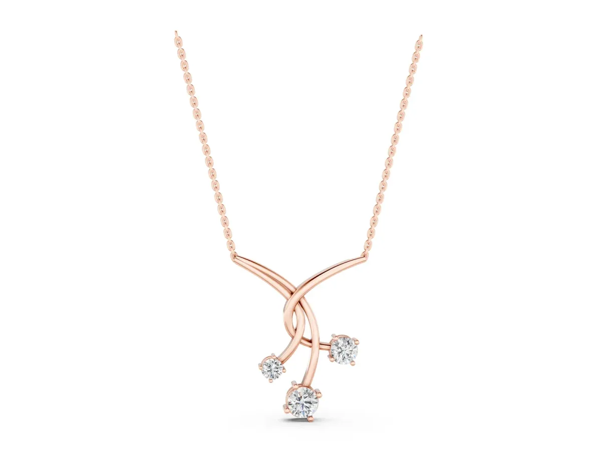 Round Diamond Prong Set Pendant Rose gold