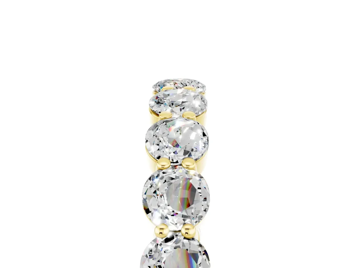 Round Moissanite Eternity Band with U-Prong Setting Yellow gold