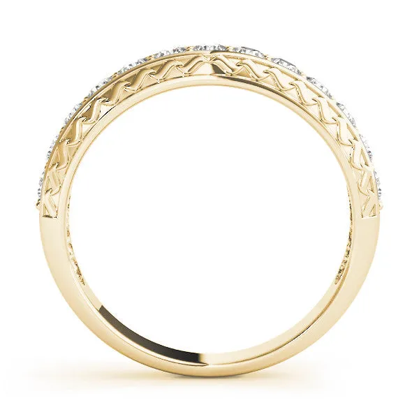 Round Diamond Channel Set Milgrain Eternity Band Yellow gold
