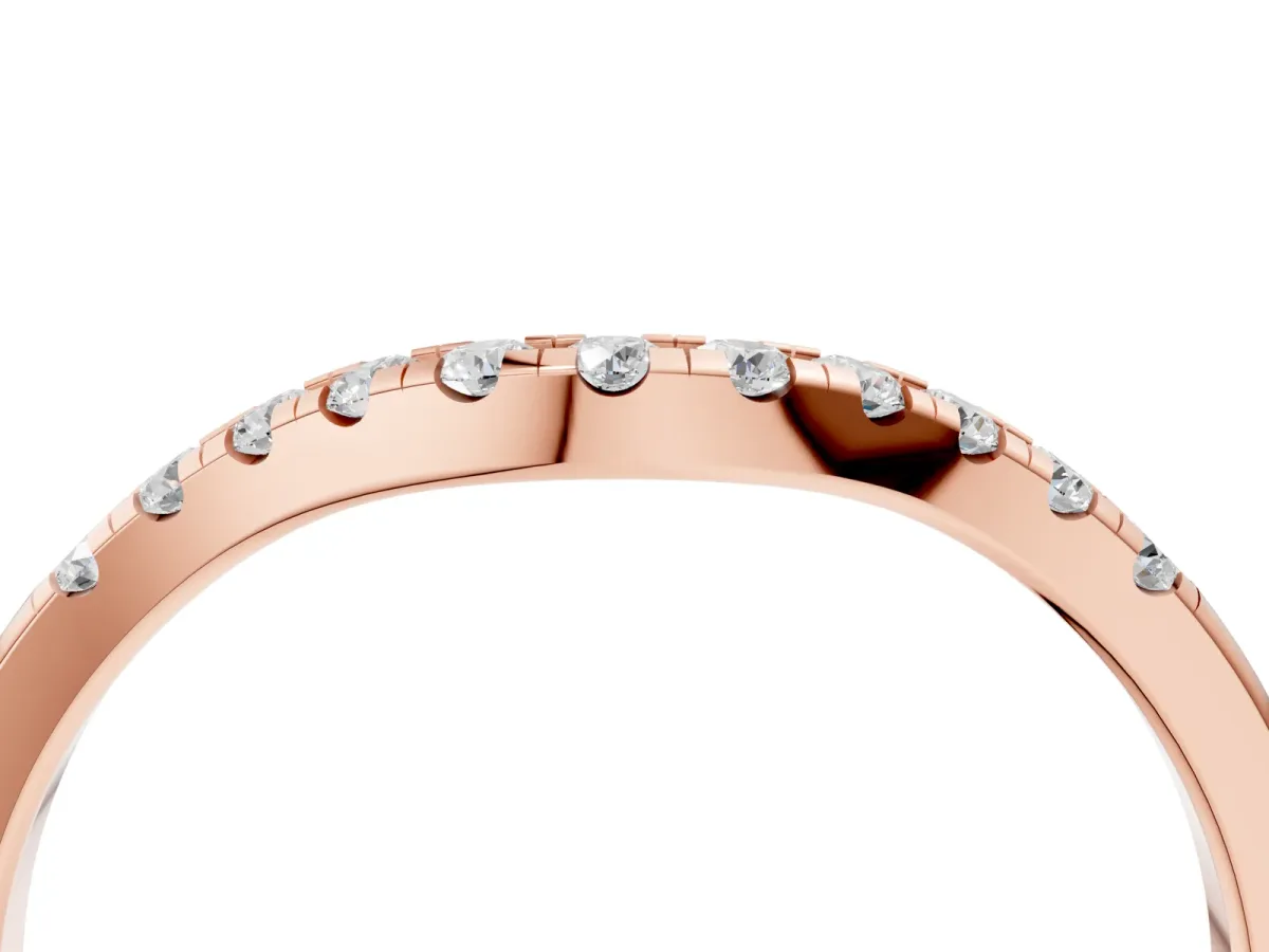 Round Diamond Curved Pavé Wedding Band Rose gold