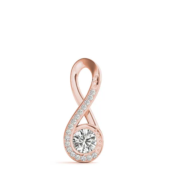 Infinity Pavé Round Diamond Bezel Pendant Rose gold