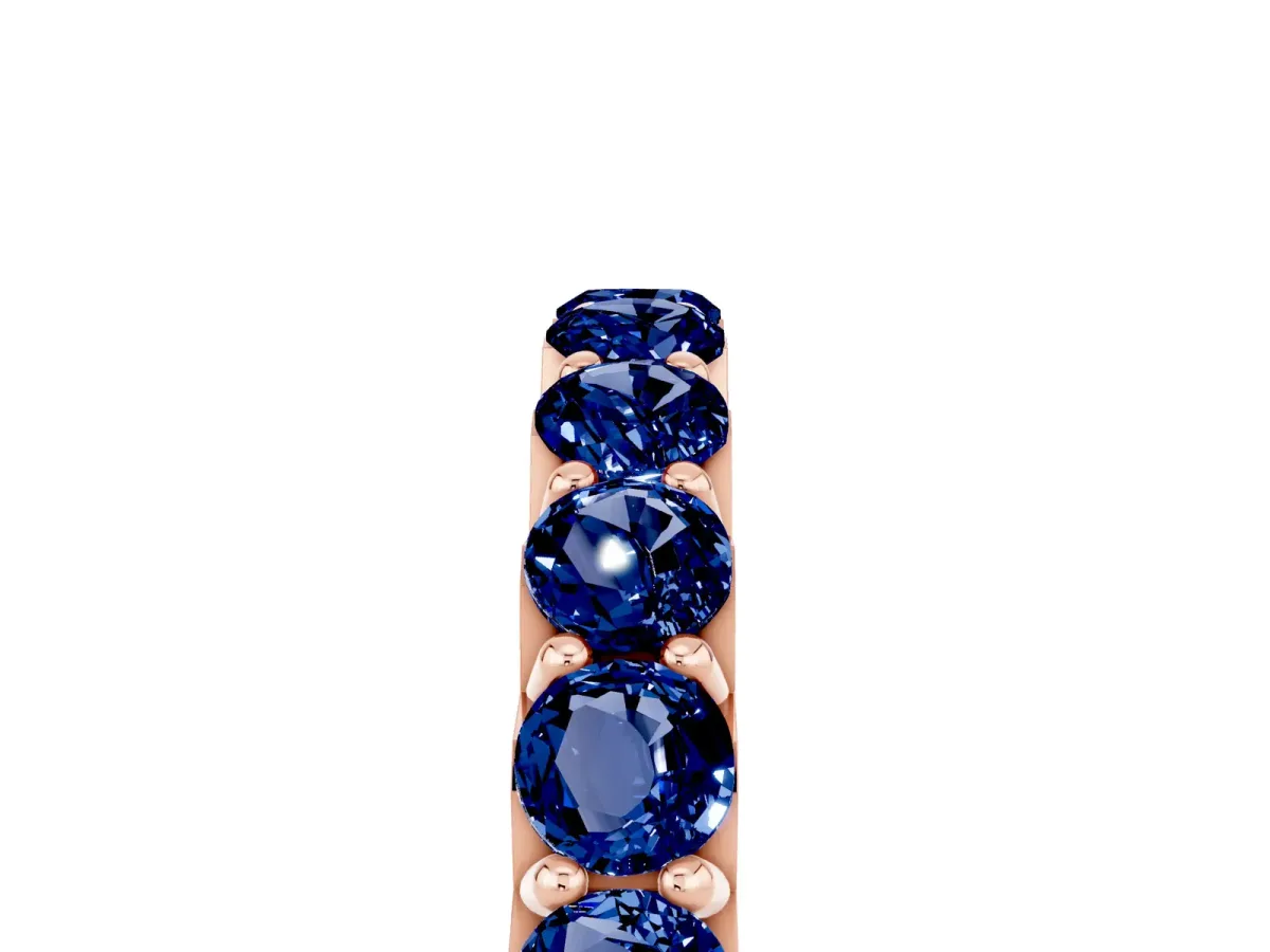 Round Blue Sapphire Half Eternity Band with Classic Prong Setting Rose gold