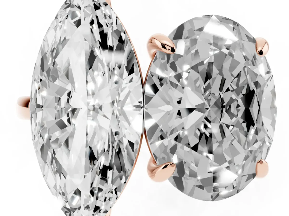 Oval and Marquise Toi Moi Ring with Prong Setting and Plain Band Rose gold