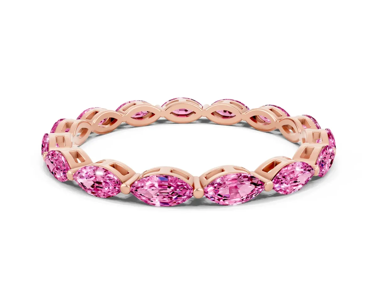 Marquise Pink Sapphire Eternity Band with U-Prong Setting Rose gold