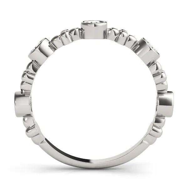 Bezel Set Round Diamond Floral Eternity Band White gold