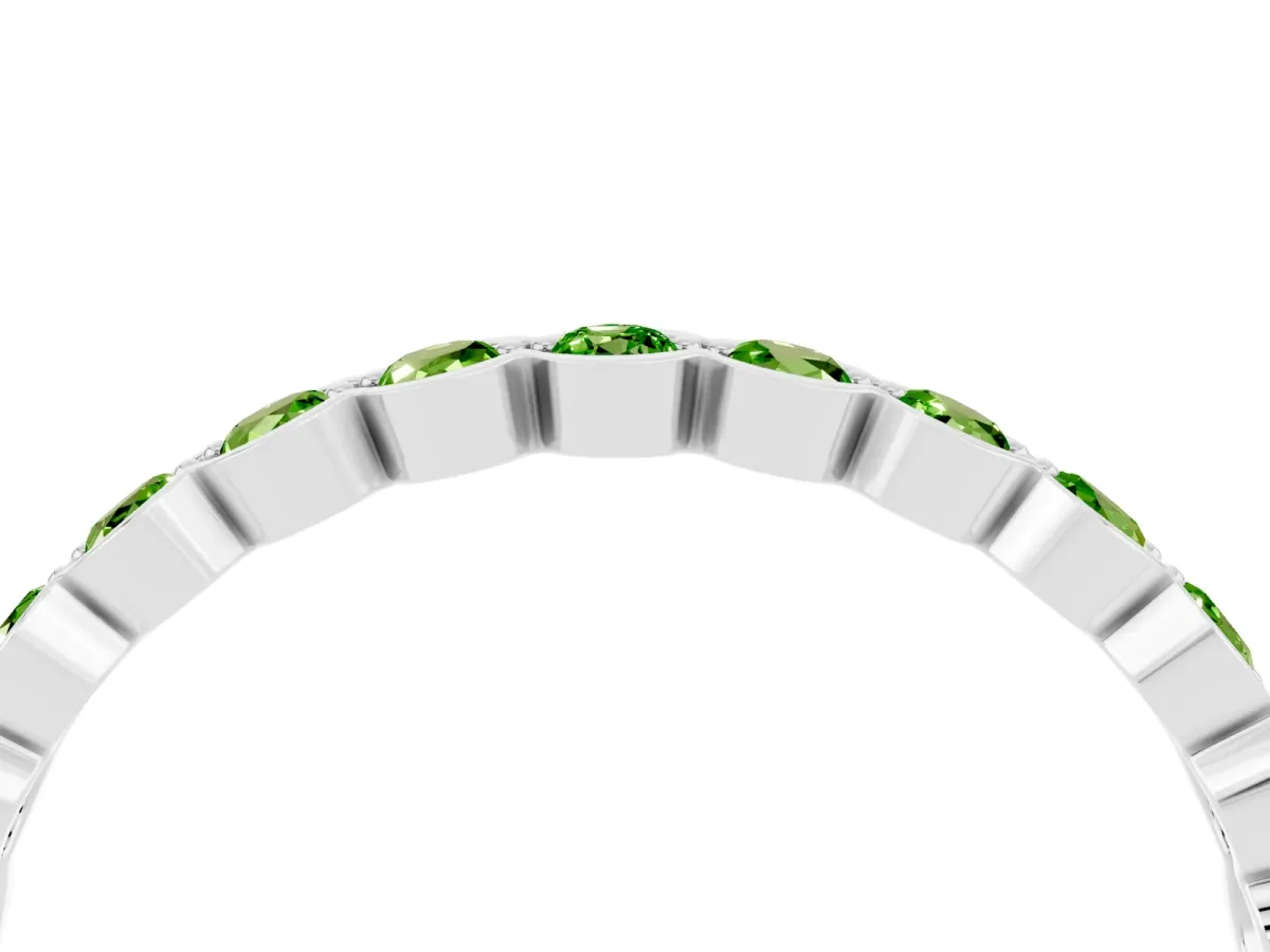 Round Peridot Bezel Set Eternity Band White gold