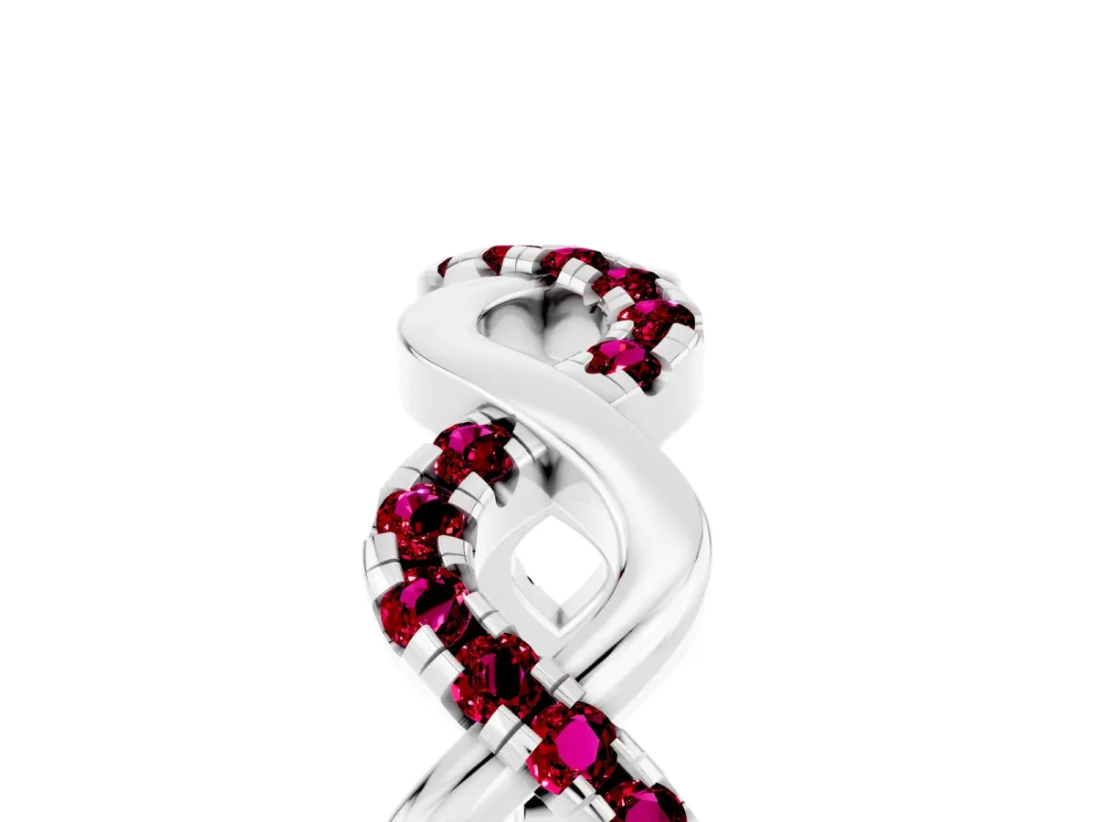 Twist Infinity Round Garnet Band with Pavé Setting White gold
