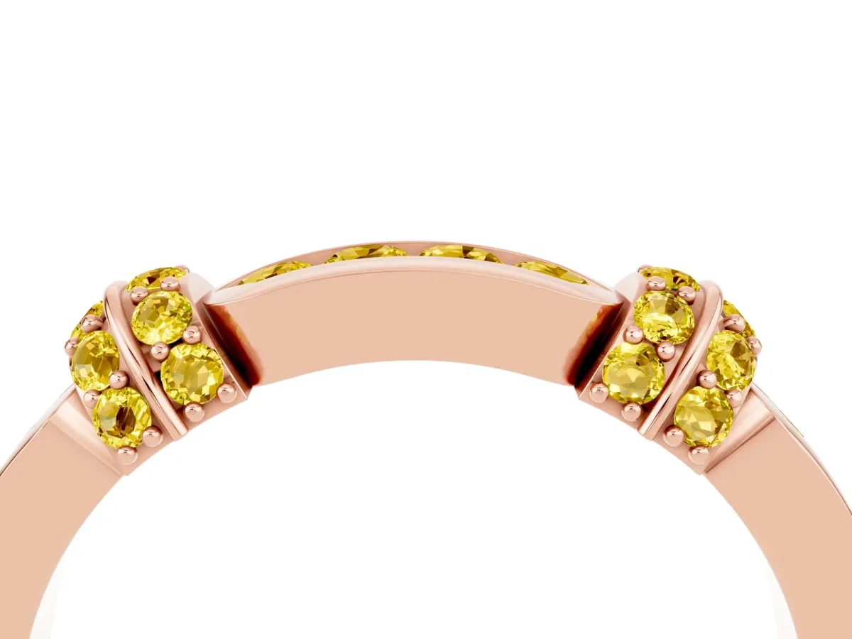Pavé Round Yellow Sapphire Link Band with Bezel Setting Rose gold