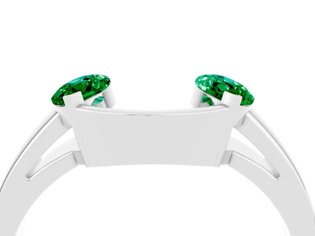 Marquise Emerald Open Band Ring with Tension Setting Silver