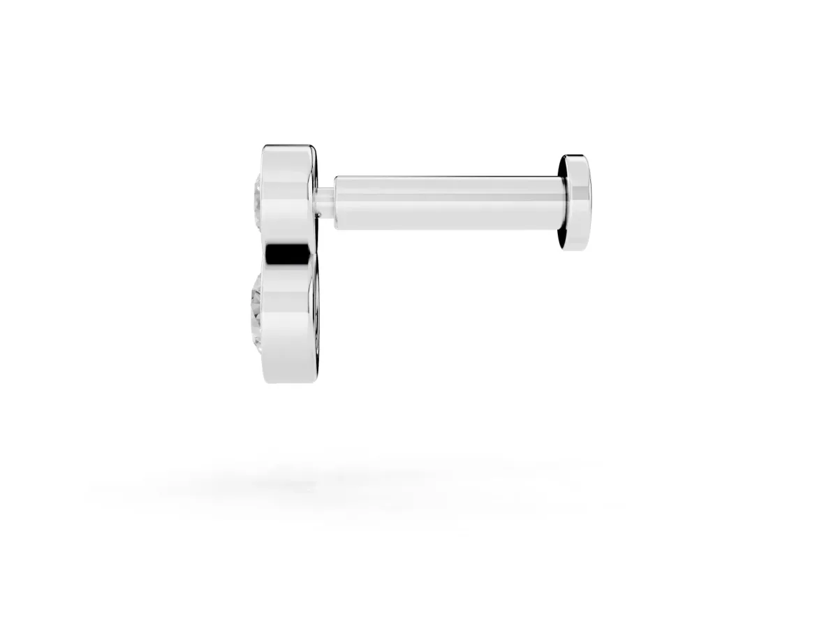 Round Diamond Duo Flatback Earring Silver