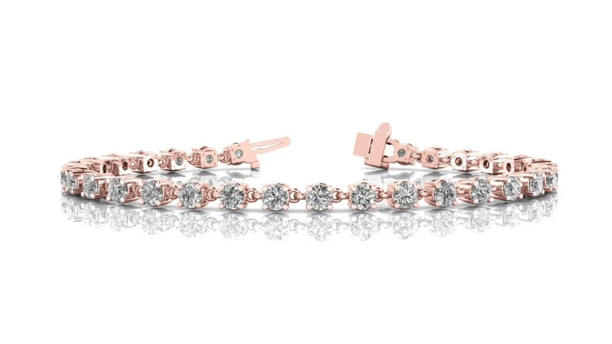Round Diamond Tennis Bracelet with Four-Prong Setting Rose gold