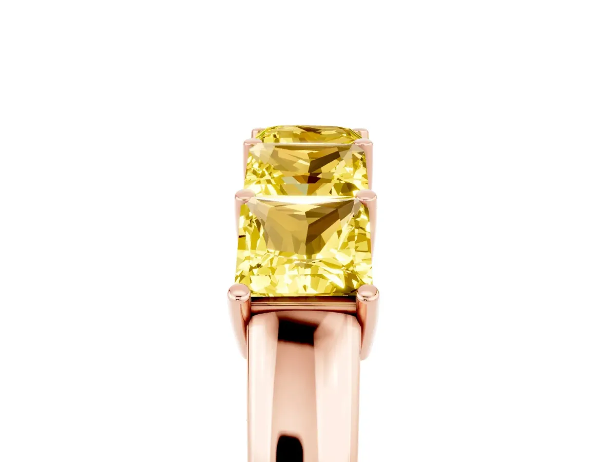 Princess Cut Five-Stone Yellow Sapphire Band with Prong Setting Rose gold