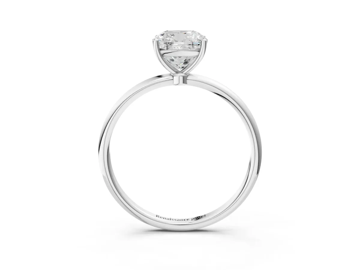 Cushion Cut Cut Solitaire Engagement Ring with Thin Band and Four-Prong Setting Silver