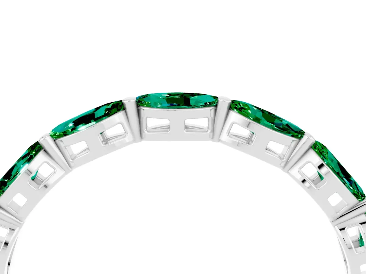 Marquise Emerald Eternity Band with U-Prong Setting White gold