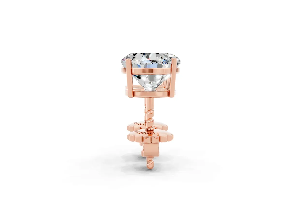Round Cut Moissanite Stud Earrings Rose gold
