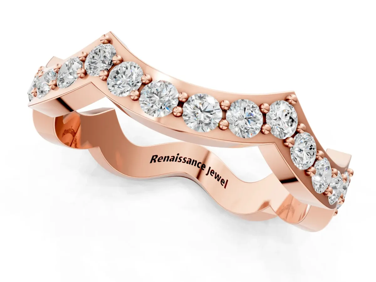 Round Diamond Pavé Zigzag Eternity Band Rose gold