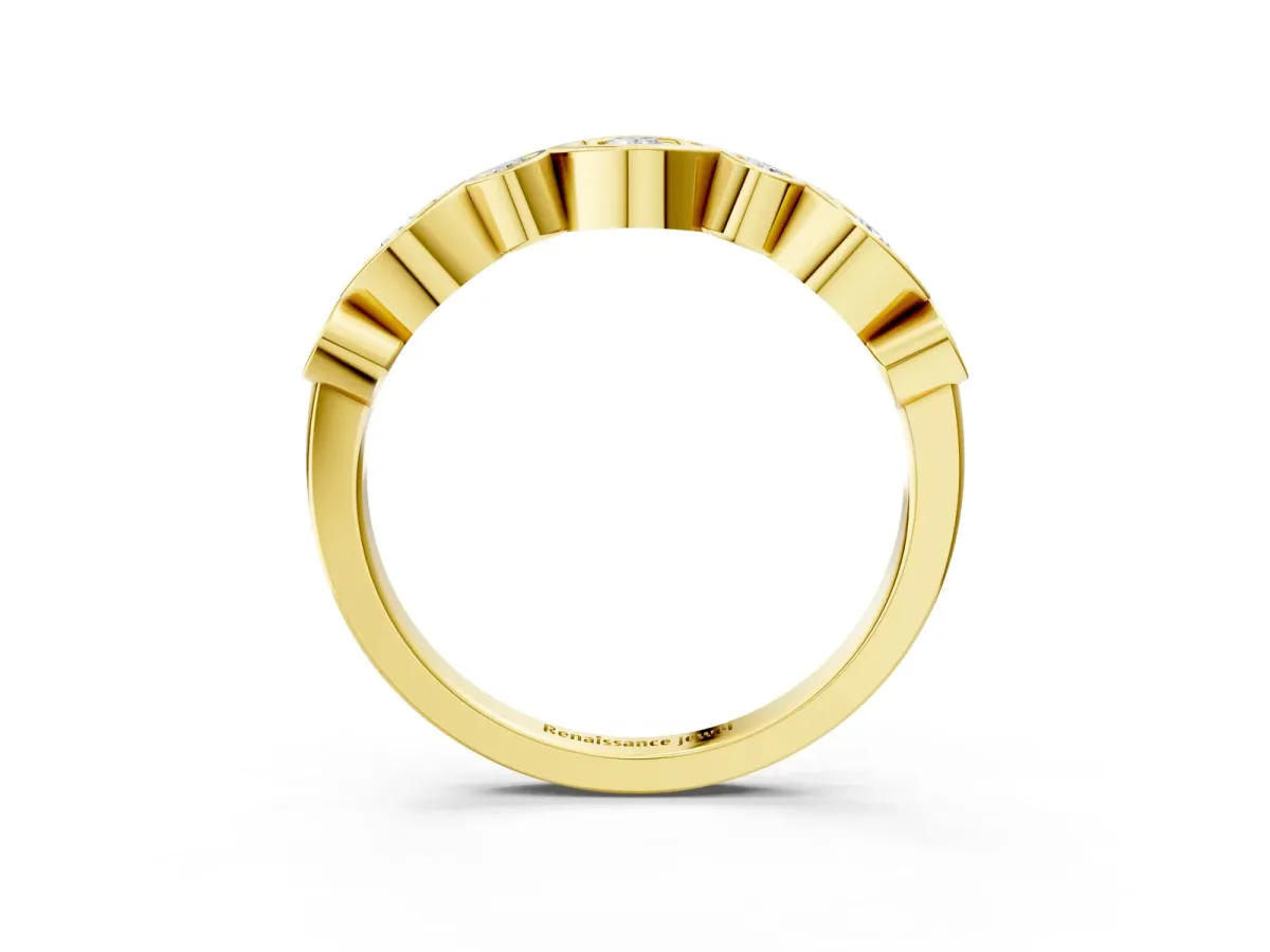 Bezel Set Mixed Shape Diamond Eternity Band Yellow gold
